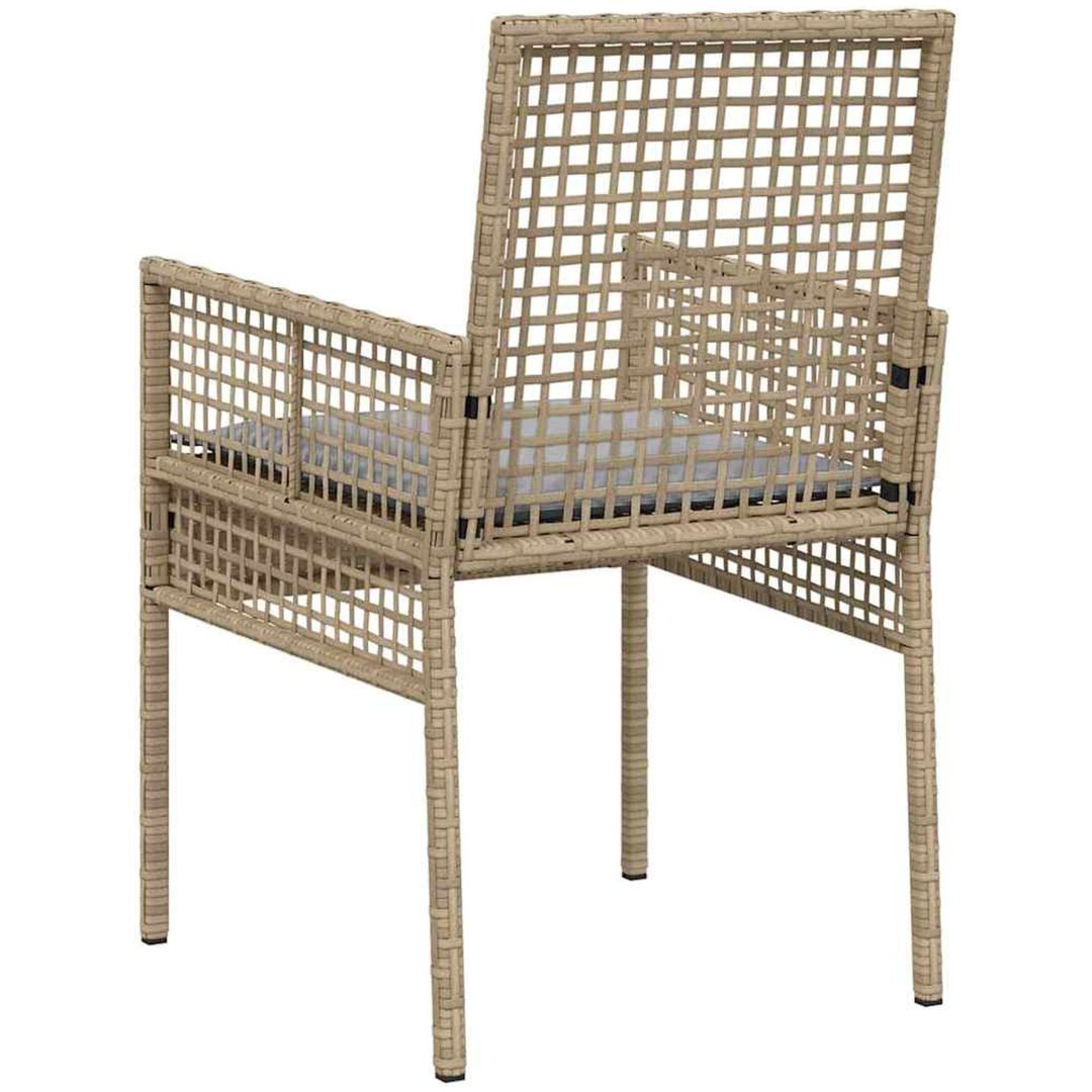 Utemöbler Stolar 2 st med Kuddar Beige Poly Rattan vidaXL 53 x 60 x 85 cm – bild 7