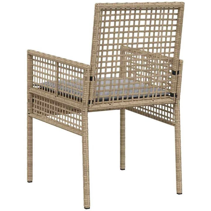 Utemöbler Stolar 2 st med Kuddar Beige Poly Rattan vidaXL 53 x 60 x 85 cm – bild 7