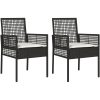 Utemöbler Stolar 2 st med Kuddar Svart Poly Rattan vidaXL 53 x 60 x 85 cm – miniatyr 2