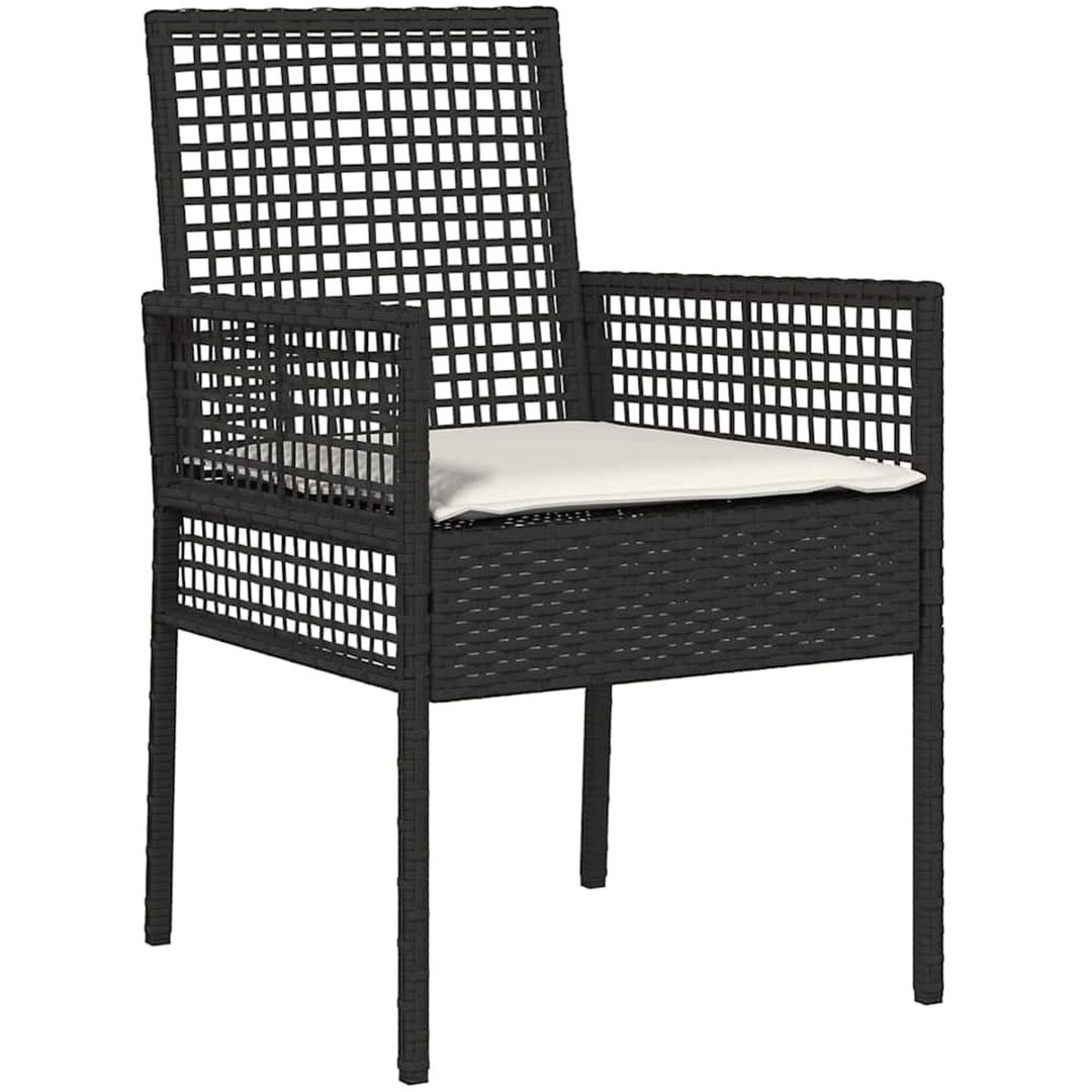 Utemöbler Stolar 2 st med Kuddar Svart Poly Rattan vidaXL 53 x 60 x 85 cm – bild 4