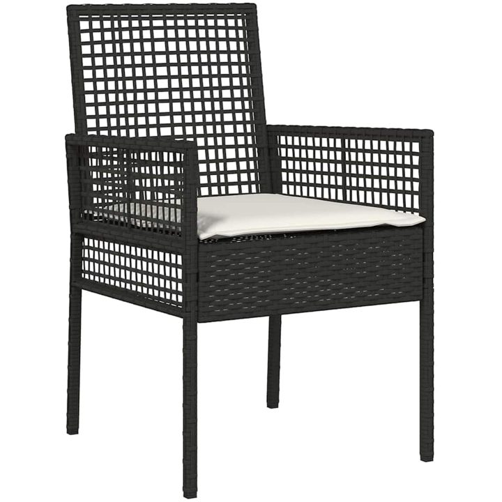 Utemöbler Stolar 2 st med Kuddar Svart Poly Rattan vidaXL 53 x 60 x 85 cm – bild 4