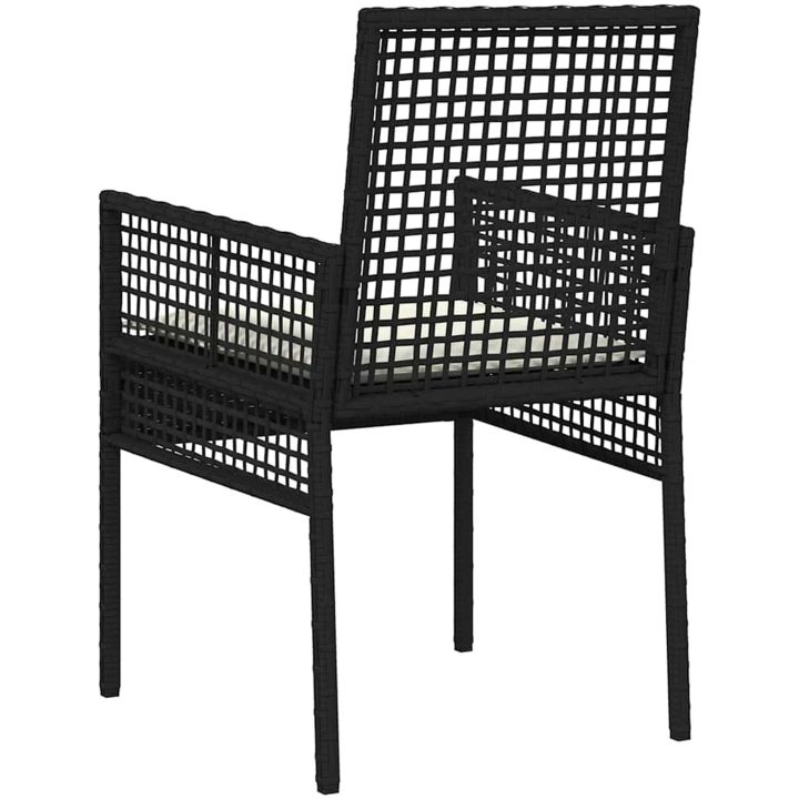 Utemöbler Stolar 2 st med Kuddar Svart Poly Rattan vidaXL 53 x 60 x 85 cm – bild 7