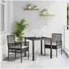 Utemöbler Stolar 2 st med Kuddar Svart Poly Rattan vidaXL 53 x 60 x 85 cm – miniatyr 1