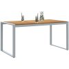 Uteplats Matbord Grå Stål & Massivt Akaciaträ vidaXL 160 x 80 x 75 cm – miniatyr 3
