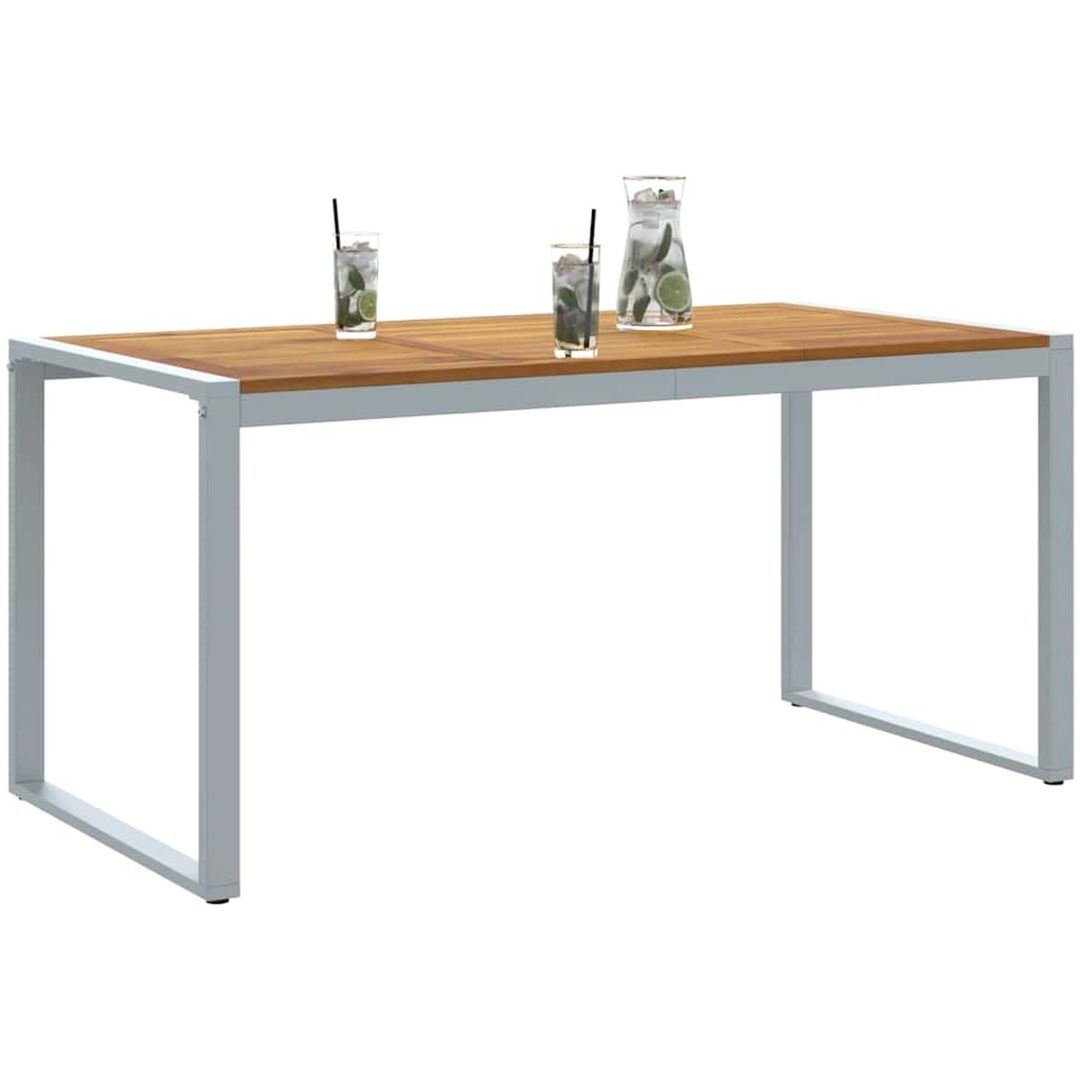 Uteplats Matbord Grå Stål & Massivt Akaciaträ vidaXL 160 x 80 x 75 cm – bild 3
