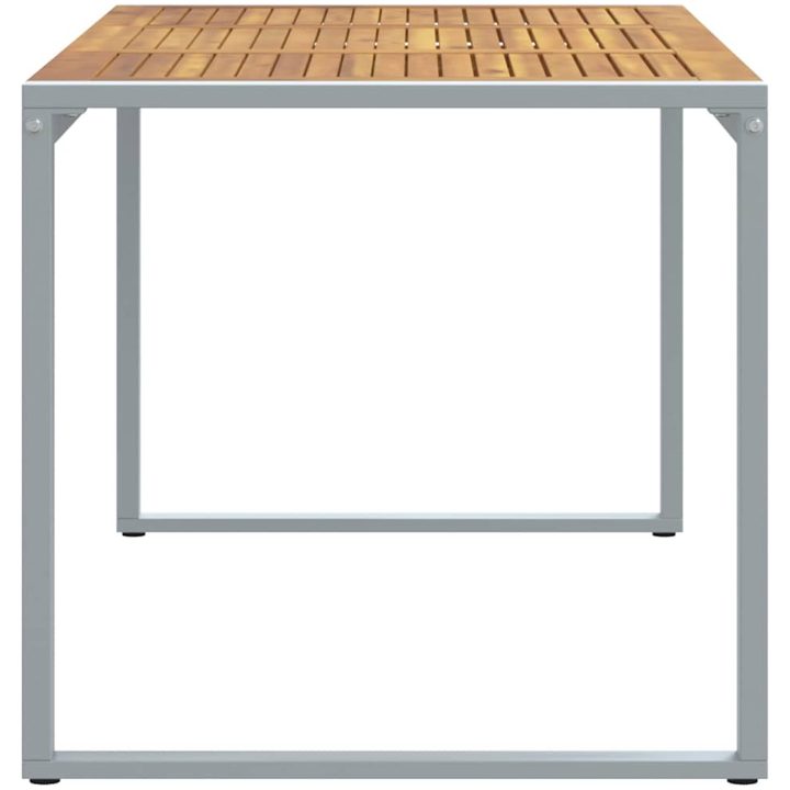 Uteplats Matbord Grå Stål & Massivt Akaciaträ vidaXL 160 x 80 x 75 cm – bild 6
