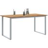 Uteplats Matbord Grå Stål och Massivt Akaciaträ vidaXL 160 x 80 x 75 cm – miniatyr 3