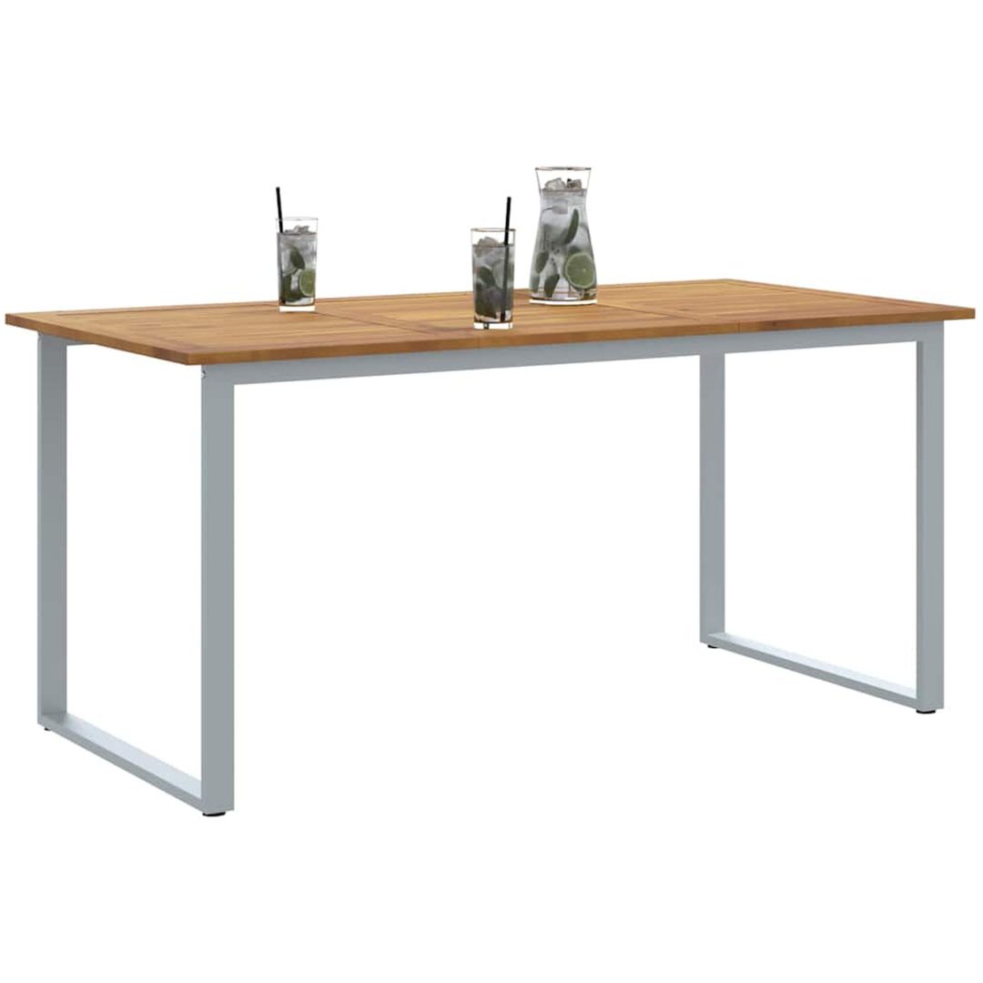 Uteplats Matbord Grå Stål och Massivt Akaciaträ vidaXL 160 x 80 x 75 cm – bild 3
