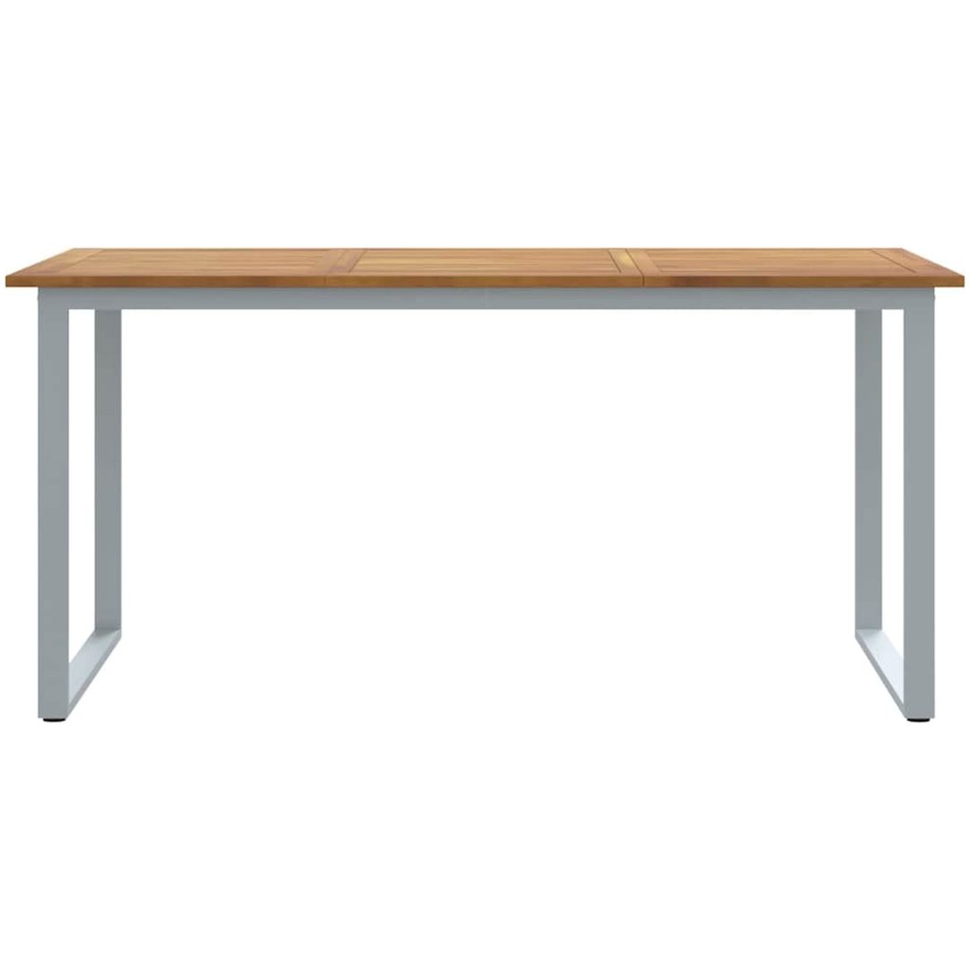 Uteplats Matbord Grå Stål och Massivt Akaciaträ vidaXL 160 x 80 x 75 cm – bild 5
