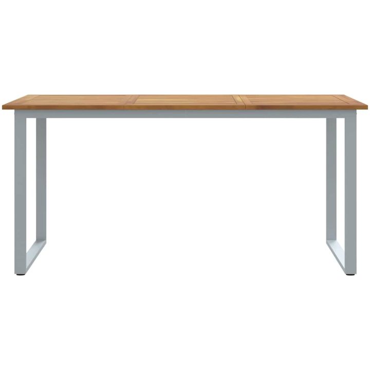 Uteplats Matbord Grå Stål och Massivt Akaciaträ vidaXL 160 x 80 x 75 cm – bild 5