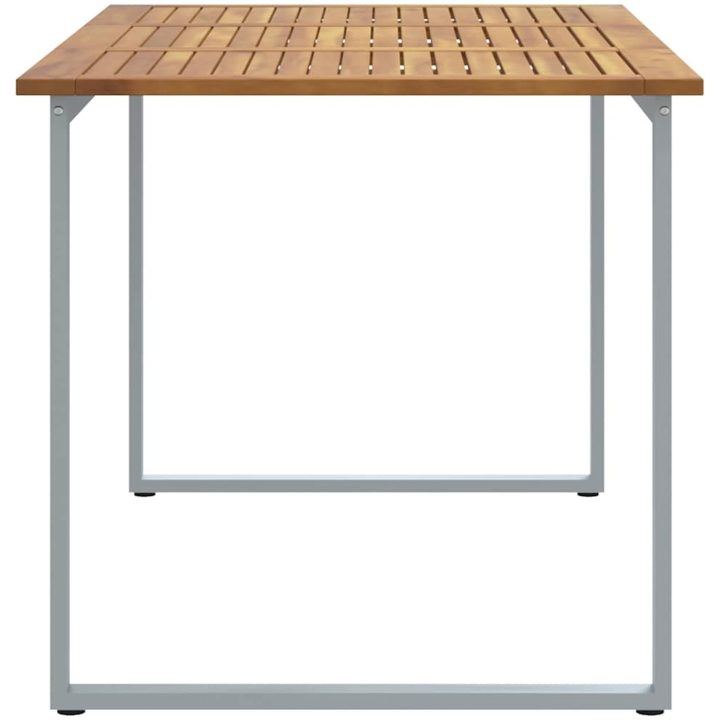 Uteplats Matbord Grå Stål och Massivt Akaciaträ vidaXL 160 x 80 x 75 cm – bild 6
