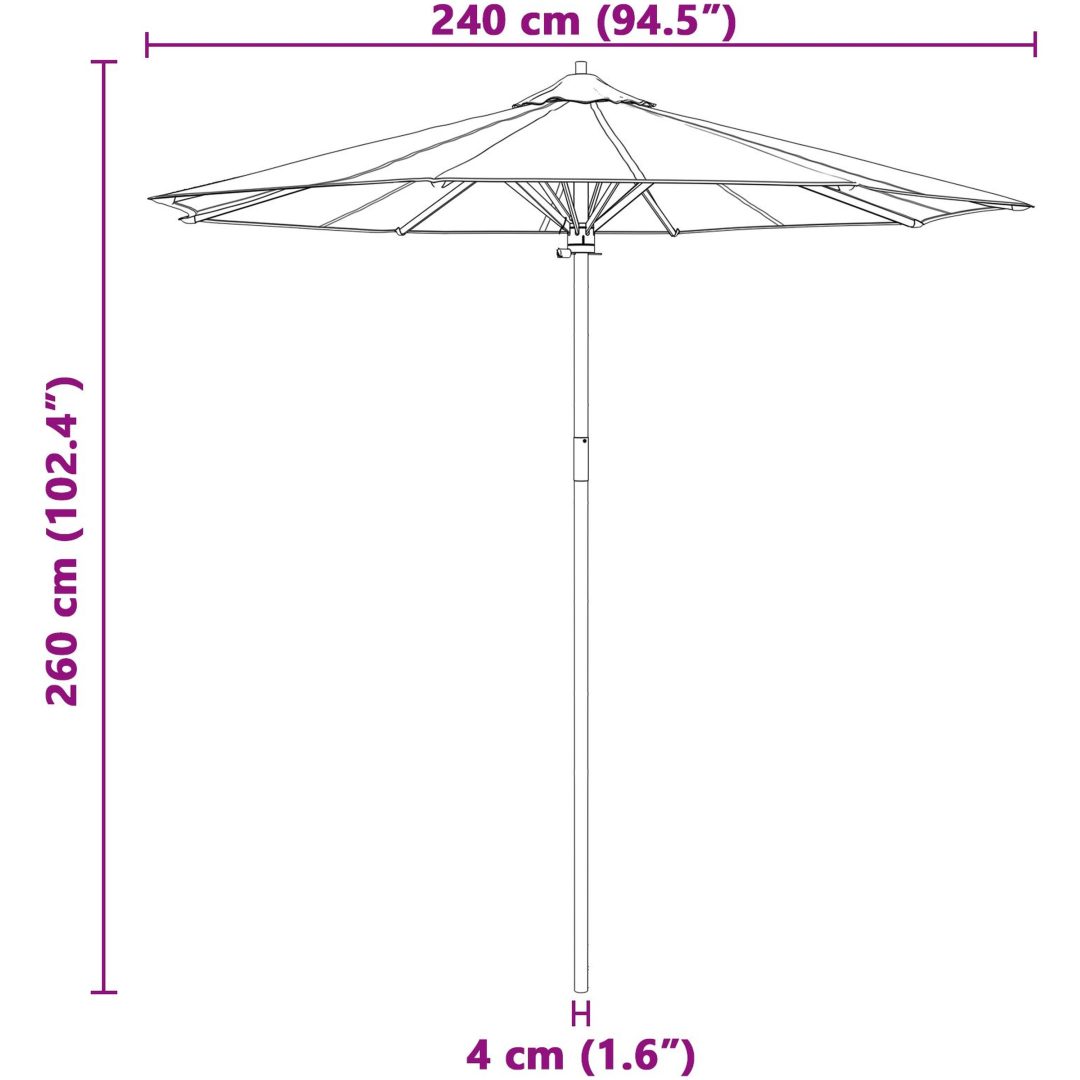 Uteplatsparaply Gräddvit 240x260 cm i bambu vidaXL 240 x 240 x 260 cm – bild 7