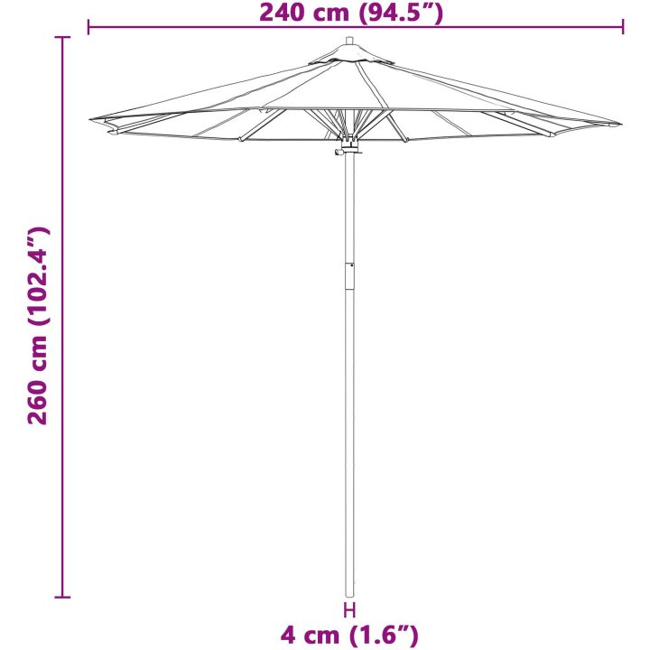 Uteplatsparaply Gräddvit 240x260 cm i bambu vidaXL 240 x 240 x 260 cm – bild 7