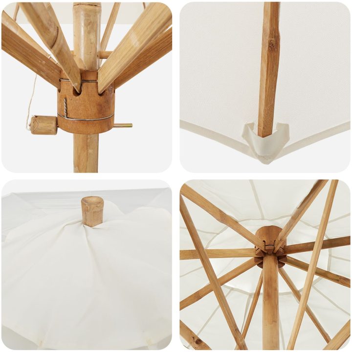 Uteplatsparaply Krämvit 270x260 cm i bambu vidaXL Large – bild 5