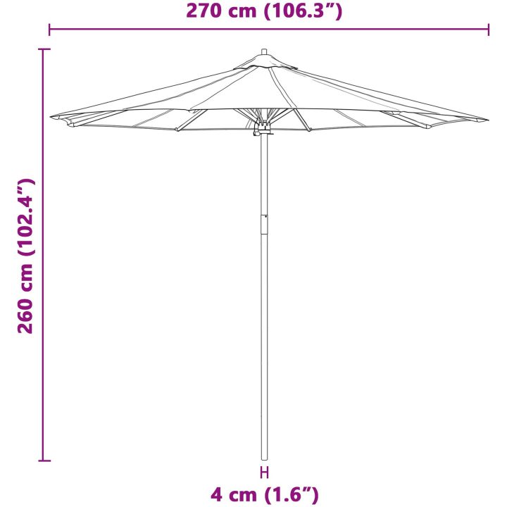 Uteplatsparaply Krämvit 270x260 cm i bambu vidaXL Large – bild 7