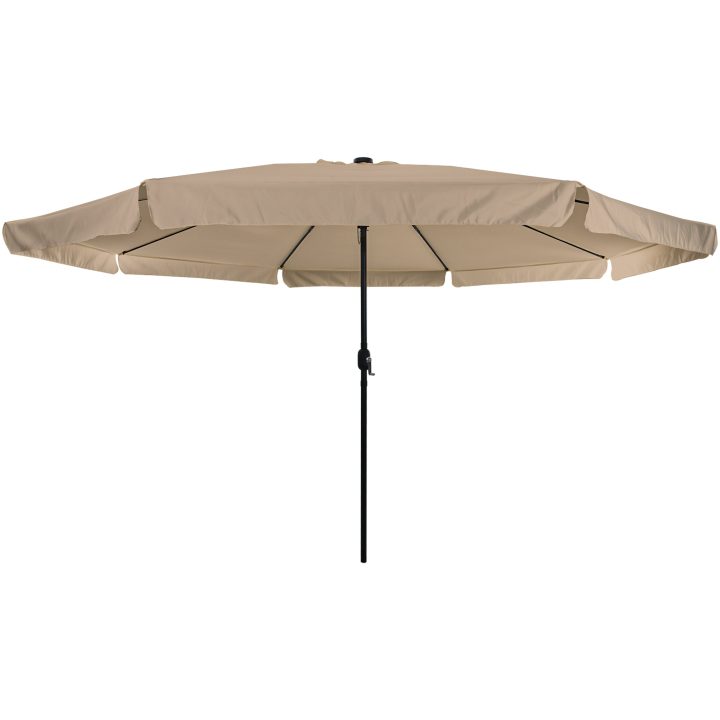 Uteplatsparaply med LED-lampor ø395x245 cm Taupe vidaXL Large – bild 4