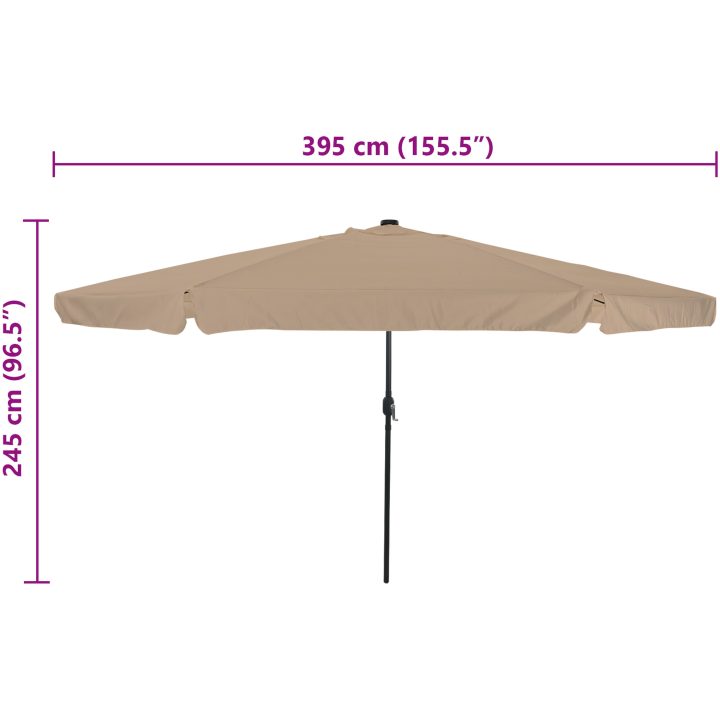Uteplatsparaply med LED-lampor ø395x245 cm Taupe vidaXL Large – bild 8