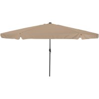 Uteplatsparaply med LED-lampor ø395x245 cm Taupe vidaXL