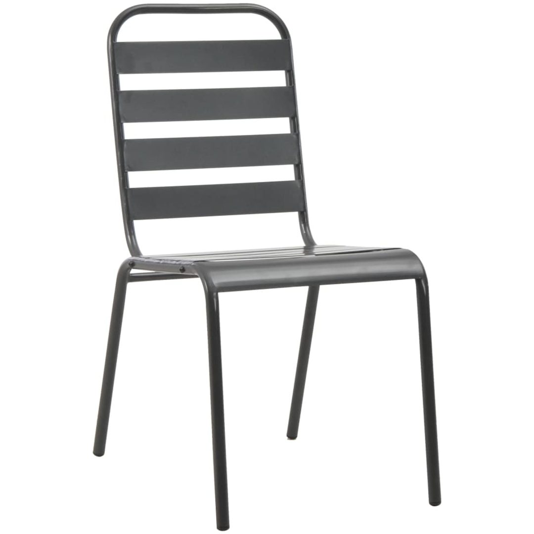 Utestolar 4 st ribbad design stål mörkgrå vidaXL – bild 2