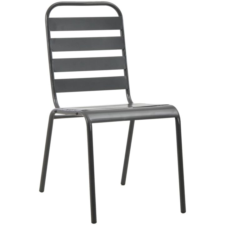 Utestolar 4 st ribbad design stål mörkgrå vidaXL – bild 2