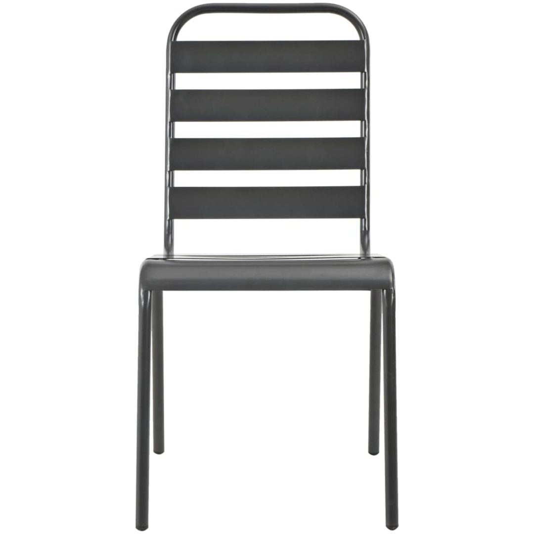 Utestolar 4 st ribbad design stål mörkgrå vidaXL – bild 3