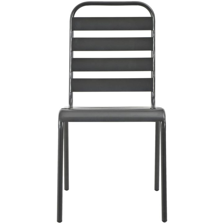 Utestolar 4 st ribbad design stål mörkgrå vidaXL – bild 3