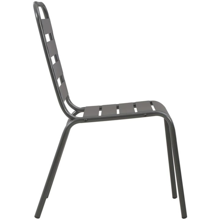 Utestolar 4 st ribbad design stål mörkgrå vidaXL – bild 4