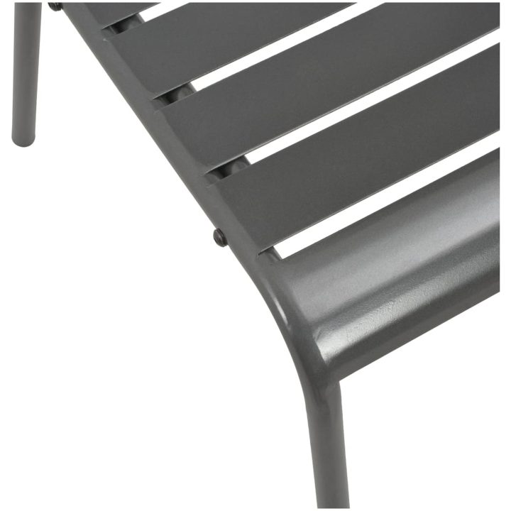 Utestolar 4 st ribbad design stål mörkgrå vidaXL – bild 6