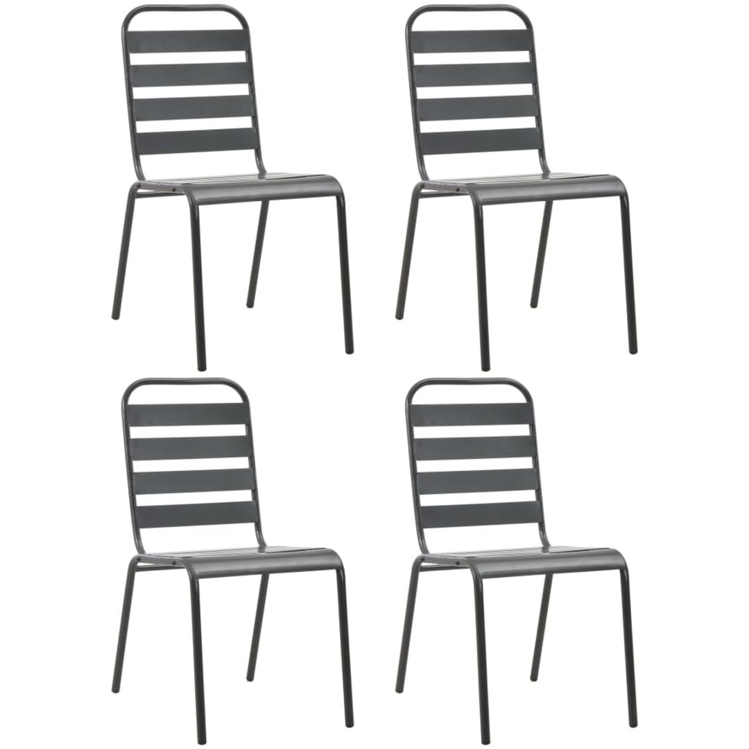Utestolar 4 st ribbad design stål mörkgrå vidaXL