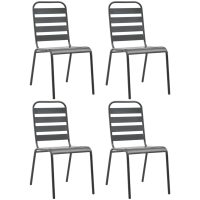 Utestolar 4 st ribbad design stål mörkgrå vidaXL
