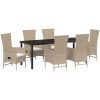 Utestolar Set med kudde Reclining 7 pcs Beige vidaXL 200 x 80 x 73 cm – miniatyr 2