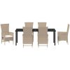 Utestolar Set med kudde Reclining 7 pcs Beige vidaXL 200 x 80 x 73 cm – miniatyr 7
