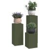 Uteväxter Ställningar Pelare 3 st Olivgrön Stål vidaXL 24 x 24 x 35 cm, 24 x 24 x 55 cm, 24 x 24 x 75 cm – miniatyr 3