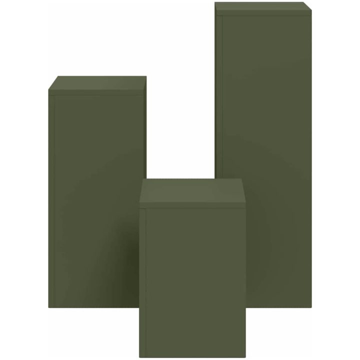 Uteväxter Ställningar Pelare 3 st Olivgrön Stål vidaXL 24 x 24 x 35 cm, 24 x 24 x 55 cm, 24 x 24 x 75 cm – bild 8