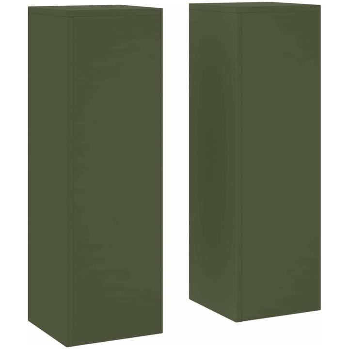 Uteväxtställningar Pelare 2 st Olivgrön Stål vidaXL 24 x 24 x 75 cm – bild 2
