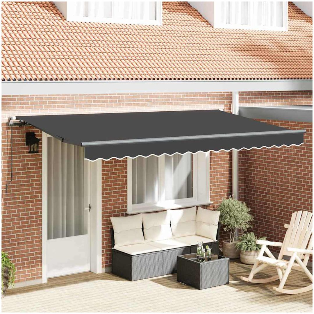 Utfällbar markis Antracit 400x200 cm 400 x 200 cm 4 x 2 m vidaXL 400x200 cm, 400 x 200 cm, 4 x 2 m