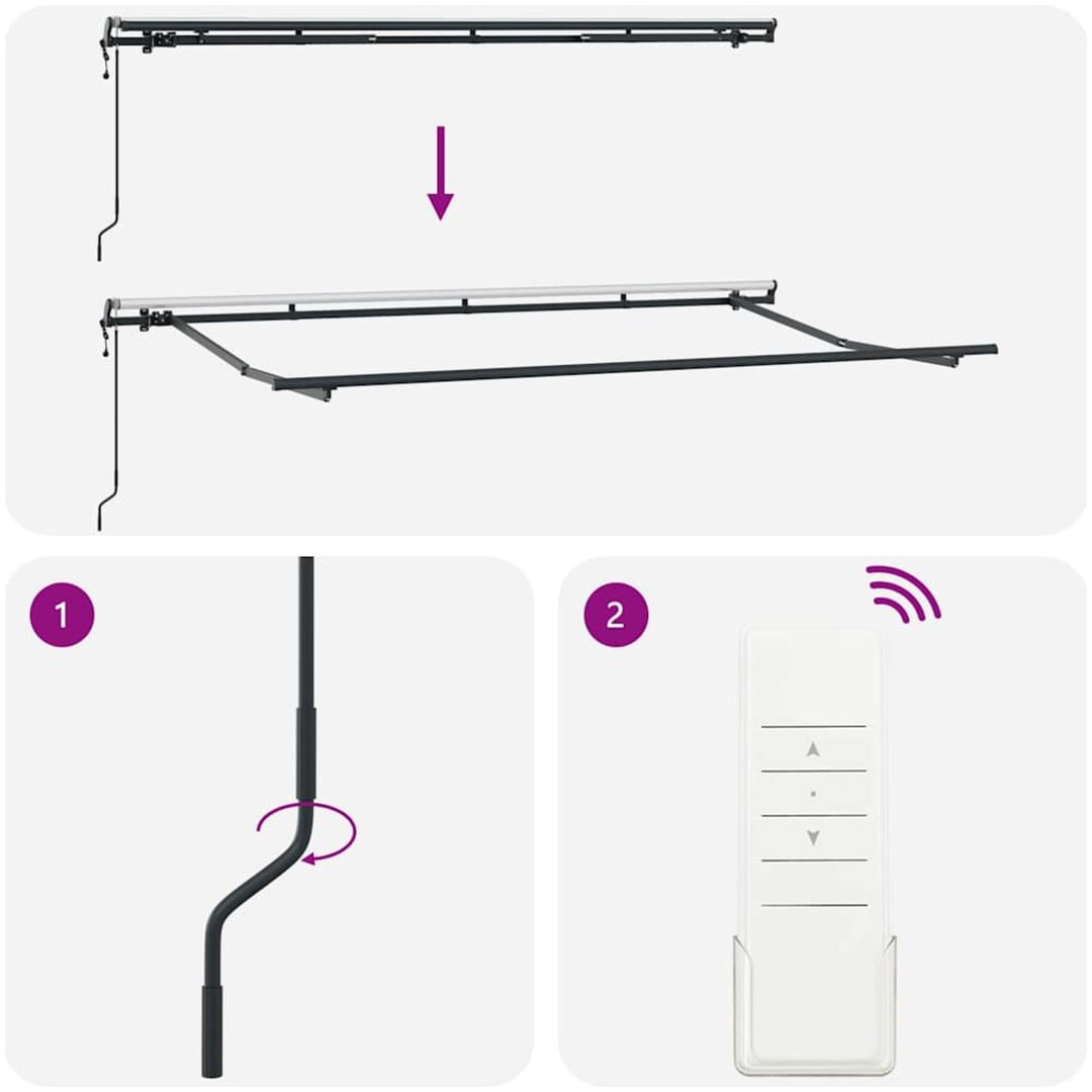 Utfällbar markis Antracit Polyester och metall vidaXL 3,5 x 2 m – bild 6