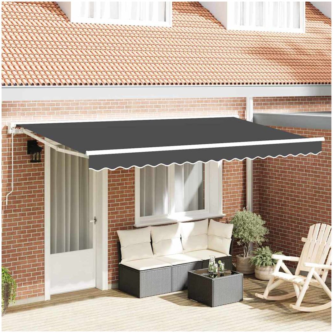 Utfällbar markis Antracit Tyg och polyester vidaXL 400x200 cm