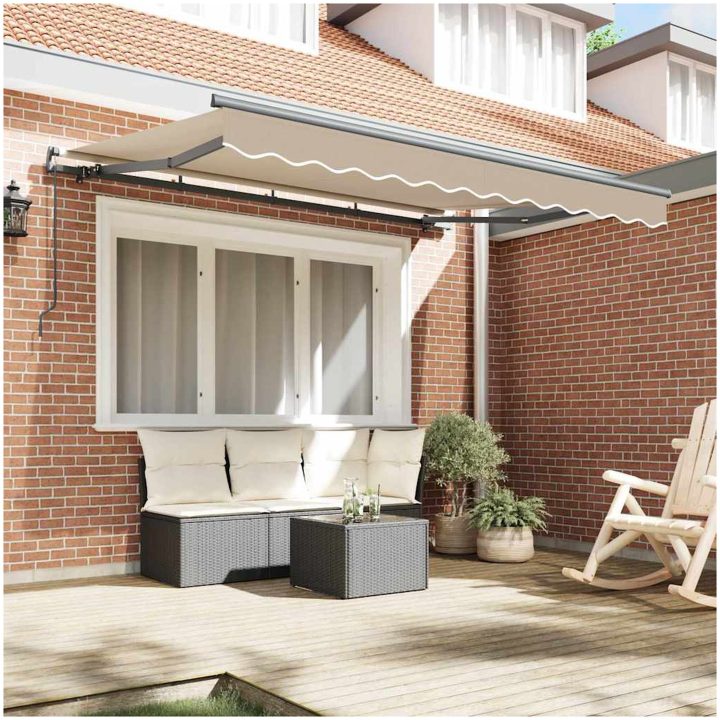 Utfällbar markis Beige och Antracit vidaXL 350x200 cm, 350 x 200 cm, 3,5 x 2 m – bild 3