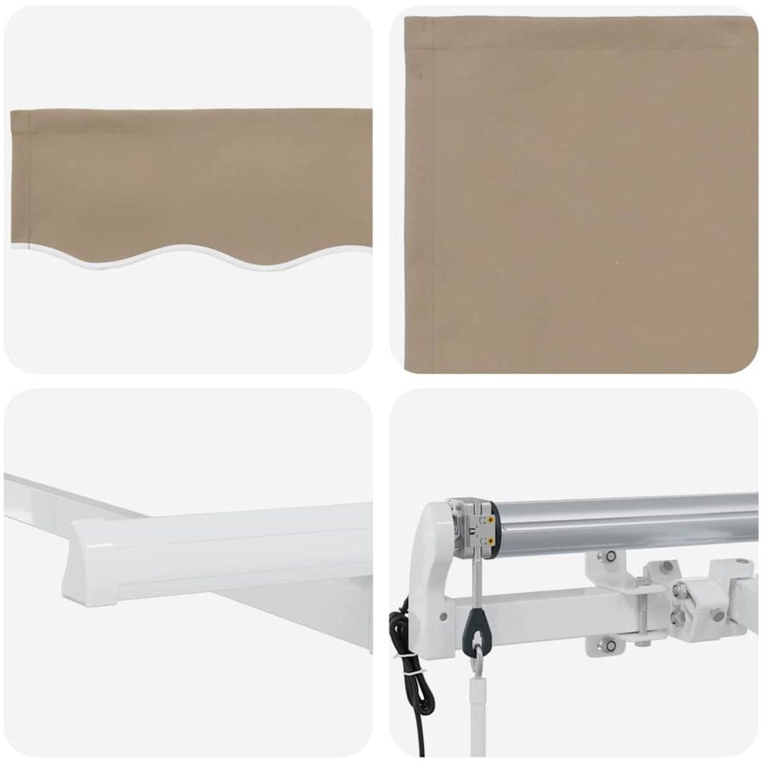 Utfällbar markis Beige och vit vidaXL 350x200 cm, 350 x 200 cm, 3,5 x 2 m – bild 4