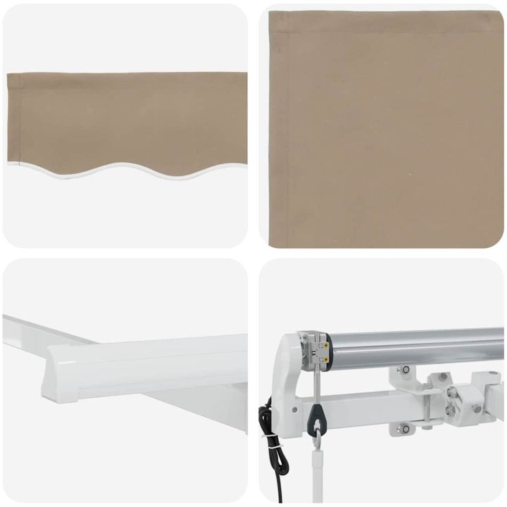 Utfällbar markis Beige och vit vidaXL 350x200 cm, 350 x 200 cm, 3,5 x 2 m – bild 4