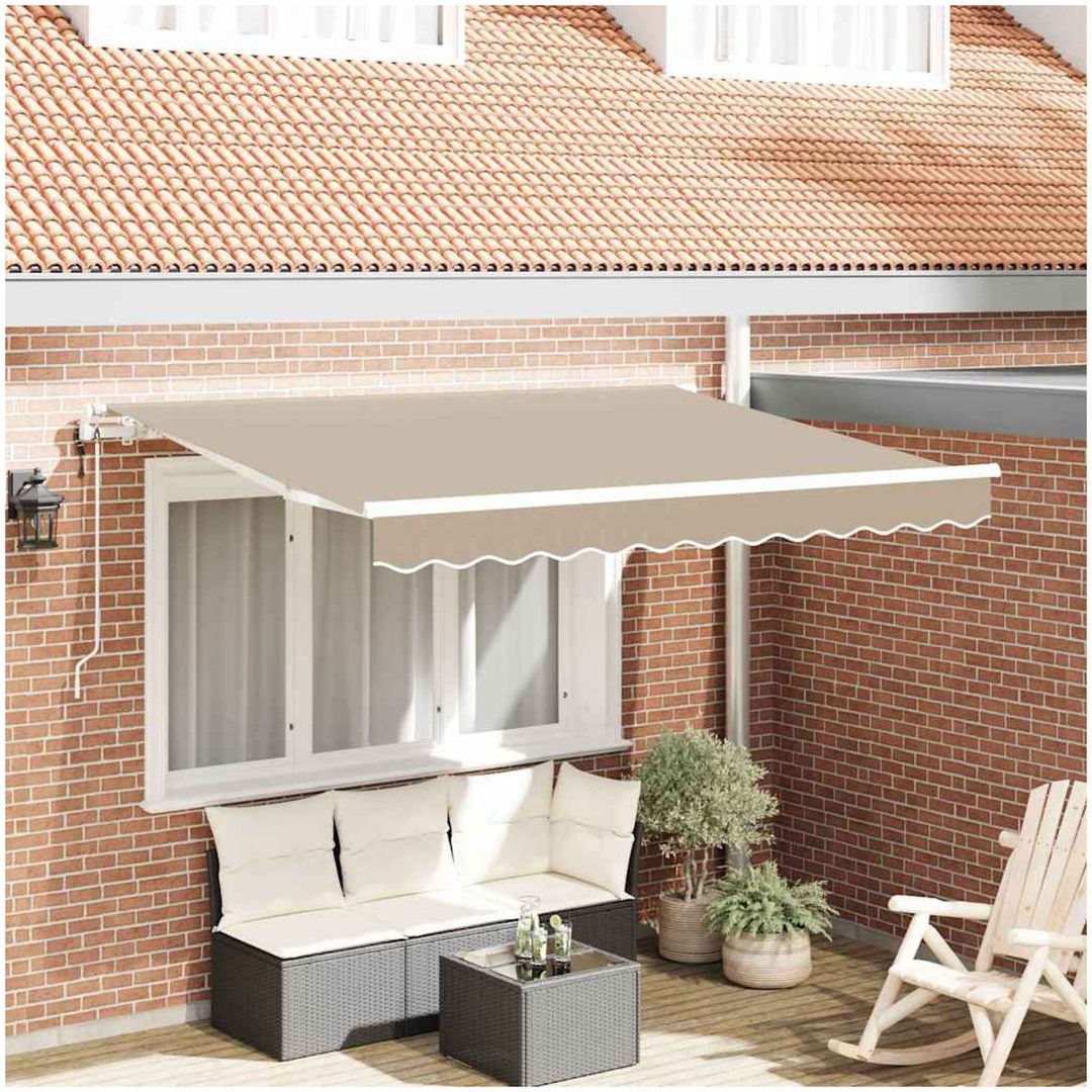 Utfällbar markis Beige och vit vidaXL 350x200 cm, 350 x 200 cm, 3,5 x 2 m