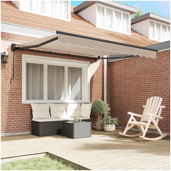 Utfällbar markis Beige Polyester vidaXL 300x250 cm – bild 3
