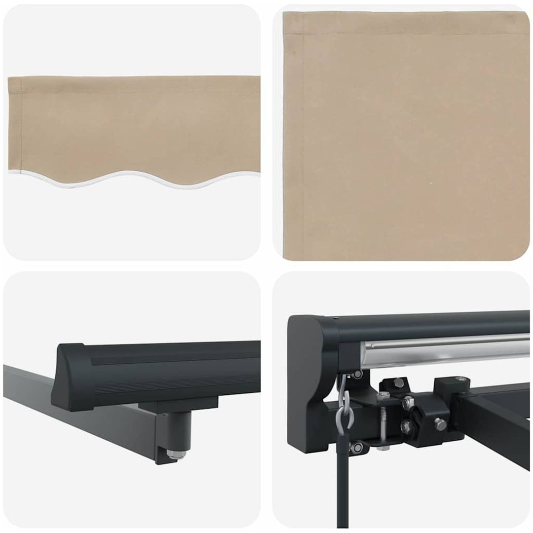 Utfällbar markis Beige Polyester vidaXL 300x250 cm – bild 6