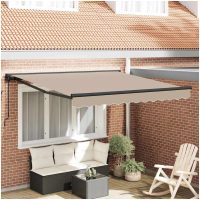 Utfällbar markis Beige Polyester vidaXL