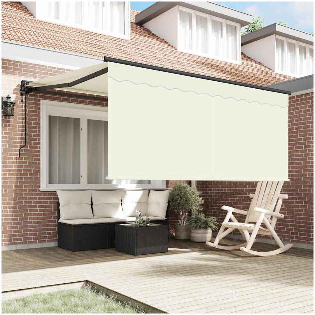 Utfällbar markis Beige Tyg vidaXL Large – bild 3