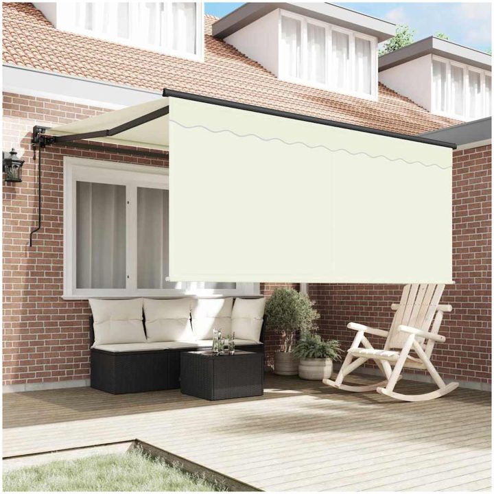 Utfällbar markis Beige Tyg vidaXL Large – bild 3