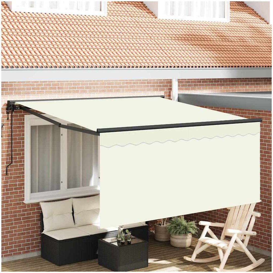 Utfällbar markis Beige Tyg vidaXL Large