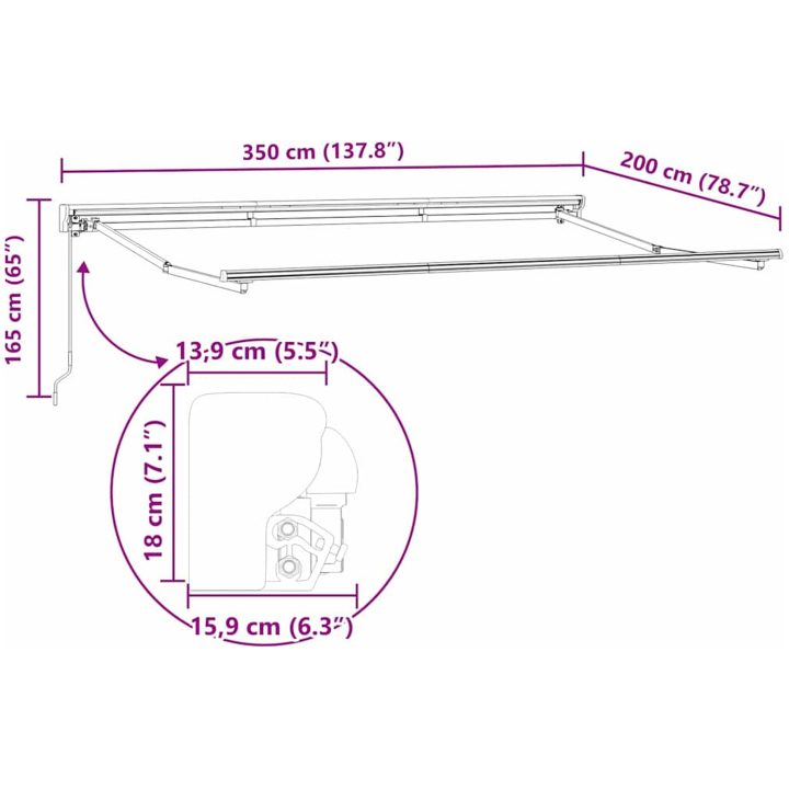 Utfällbar markis Beige vidaXL 350x200 cm – bild 7