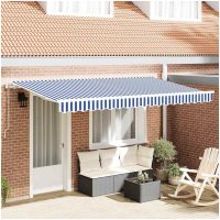 Utfällbar markis Blå och Vit 400x200 cm 400 x 200 cm 4 x 2 m vidaXL